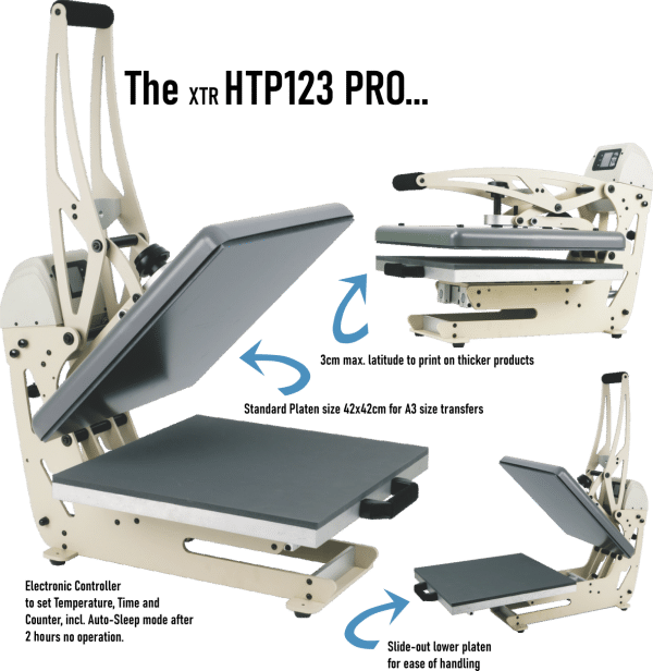 HTP123 Pro Heat Press Including 3 x Additional Platens - TheMagicTouch